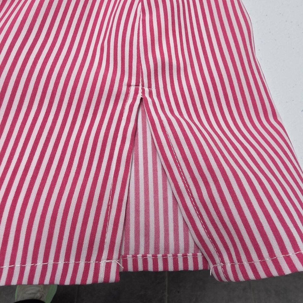 Notations Shirt Womens 2X Pink White Stripe Button Front Roll Tab Sleeves Blouse - Picture 7 of 10